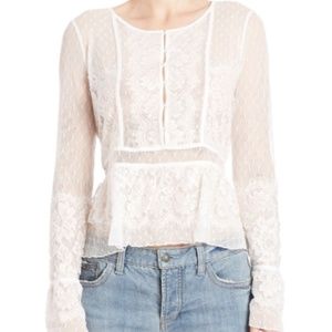 Free People Ivory Lace Button Top Moving SALE!!!!